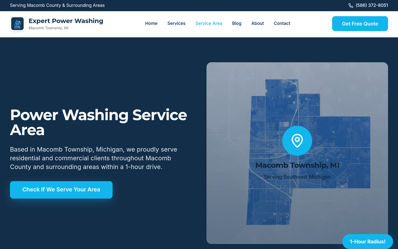 Expert Power Washing — Service area page
