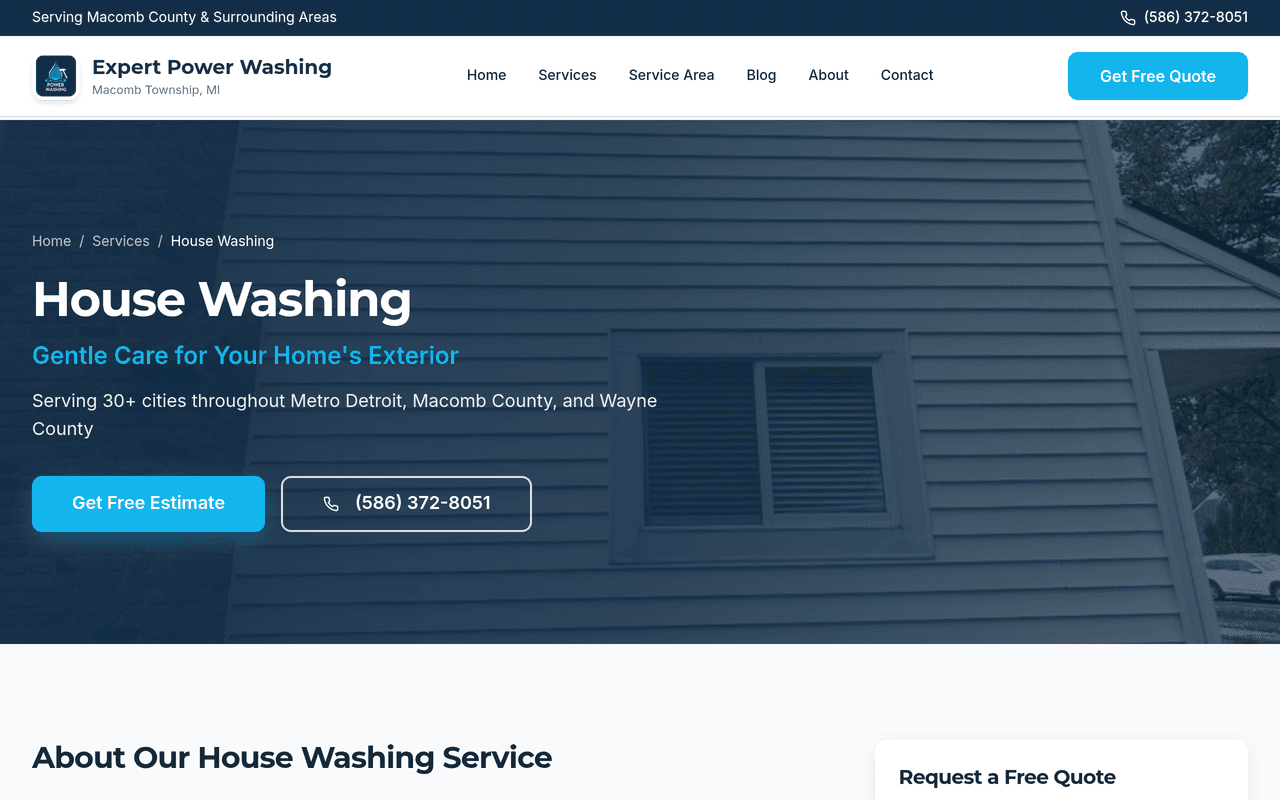 Expert Power Washing — House washing page