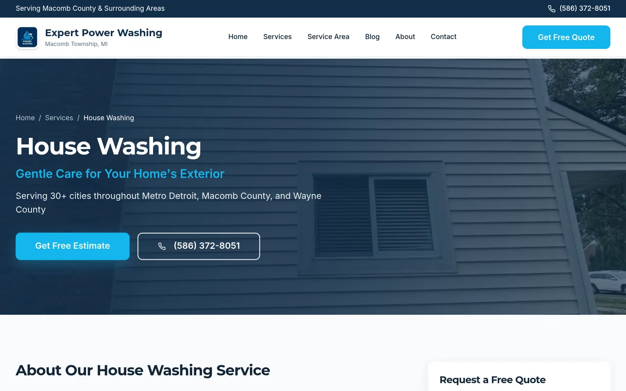 Expert Power Washing — House washing page