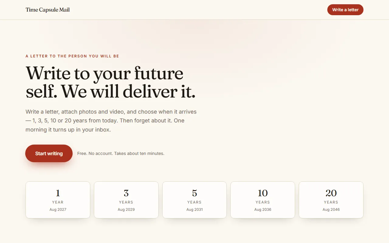 Time Capsule Mail — home page